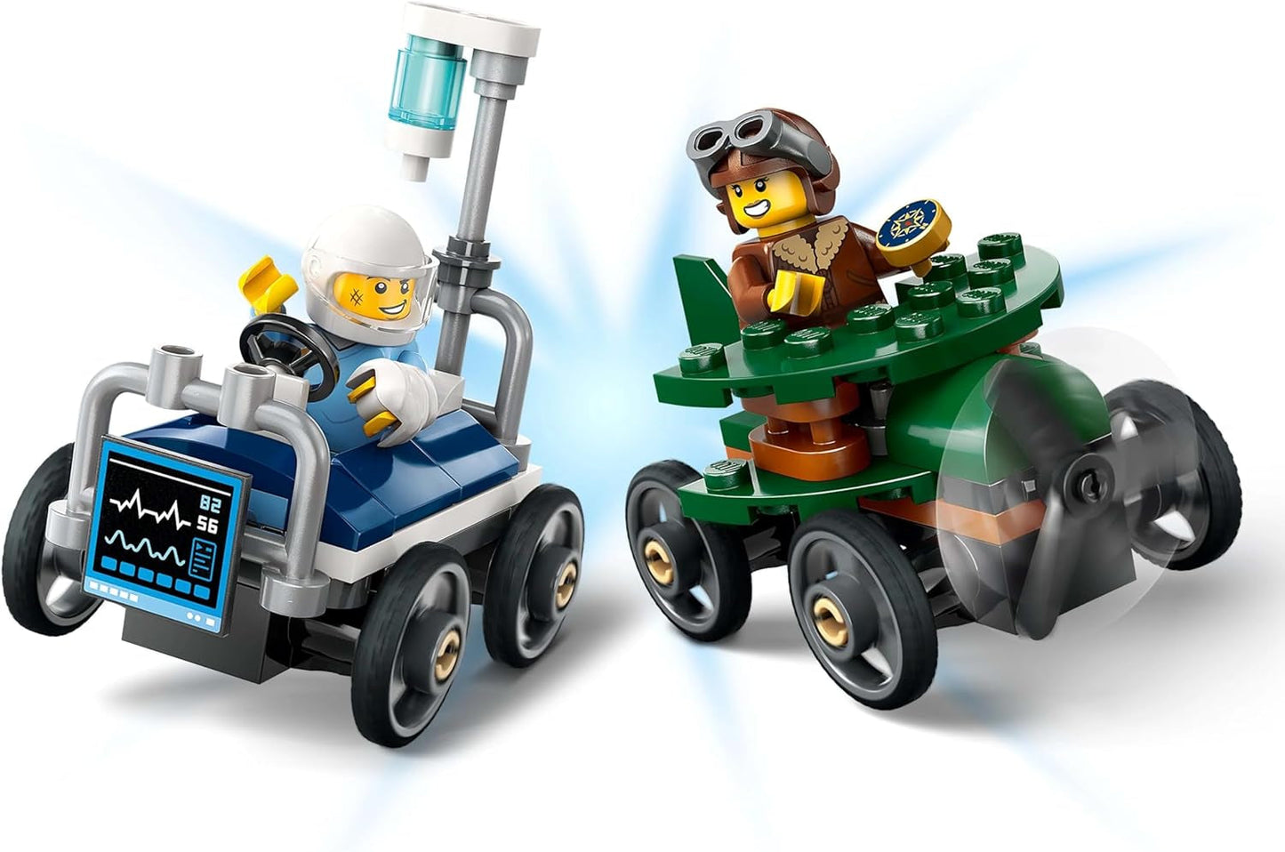 Samolot LEGO City kontra samolot Zestaw samochodu wyścigowego na łóżku szpitalnym - Mydelniczka dla chłopców i dziewcząt od 5 lat - Zestaw do budowania z 2 minifigurkami - Prezent urodzinowy i świąteczny 60459 Zestawy do budowania Besuche den LEGO-Store