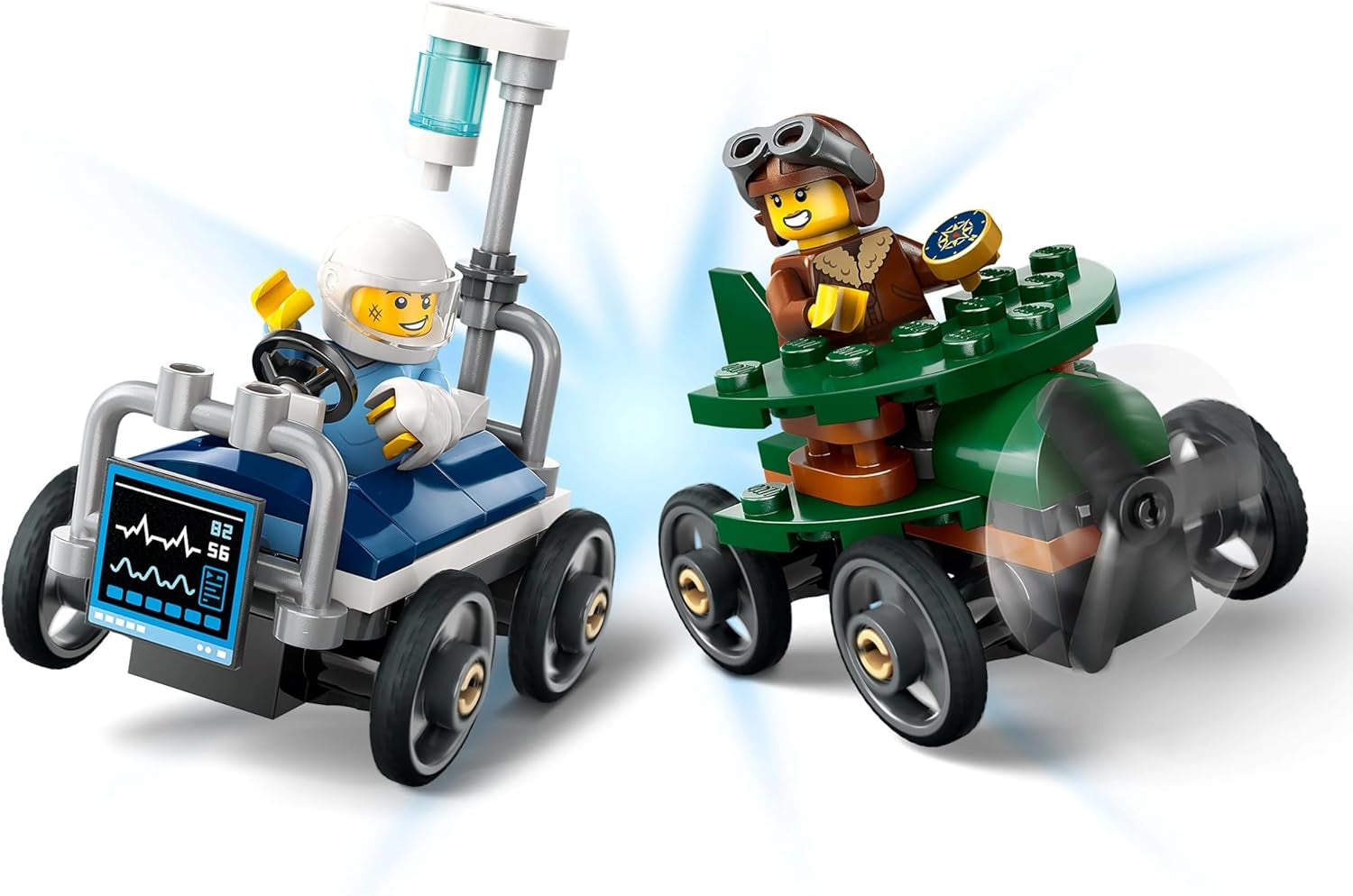 Samolot LEGO City kontra samolot Zestaw samochodu wyścigowego na łóżku szpitalnym - Mydelniczka dla chłopców i dziewcząt od 5 lat - Zestaw do budowania z 2 minifigurkami - Prezent urodzinowy i świąteczny 60459 Zestawy do budowania Besuche den LEGO-Store