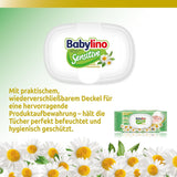 Chusteczki dla niemowląt Sensitive, 0% substancji zapachowych, 98% naturalnej formuły przywracającej równowagę pH skóry, pieczęć świeżości, 54 chusteczki