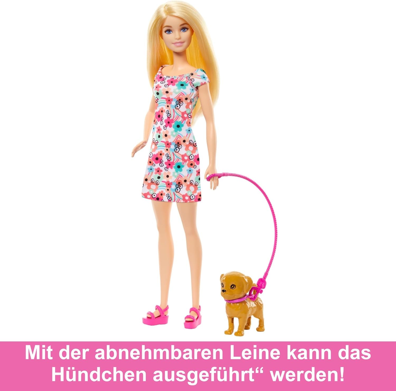 Lalka Barbie Dog Duo i akcesoria, w tym szczeniak i duży pies z wózkiem inwalidzkim, smycz, miska na karmę, legowisko dla zwierząt i nagrody w postaci kości, dla dzieci w wieku od 3 lat, HTK37
