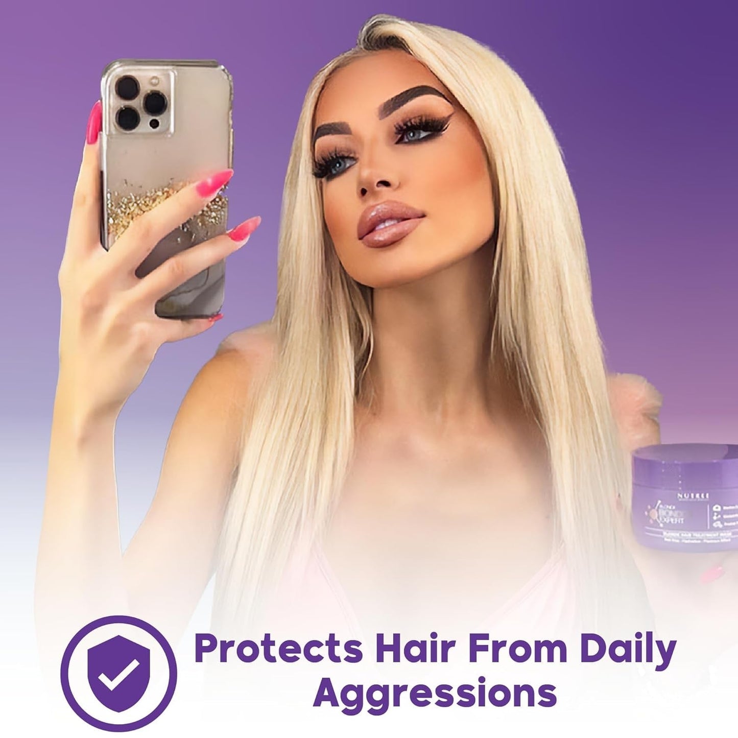 BLONDE BONDOX HAIR TREATMENT 1kg Profesjonalna Fioletowa Maska Rozgrzewająca - Oliwa z Oliwek - przywraca włosom sprężystość i elastyczność, zmiękcza, nawilża i dodaje blasku Naty Shop Maska do włosów