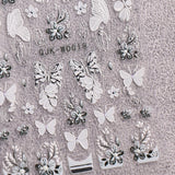 JMEOWIO Nagelsticker Schwarz Weiße Blume 6 Blatt Nail Art Naklejka Selbstklebend Nagelaufkleber Frühling Letnia dekoracja kwiatowa Nageldesign Zubehör