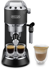 De'Longhi Dedica Style EC 685.B – Ekspres do espresso z kolbą, ekspres do kawy z profesjonalnym spieniaczem do mleka, szerokość tylko 15 cm, na kawę mieloną lub kapsułki ESE, zbiornik na wodę 1 l, kolor czarny