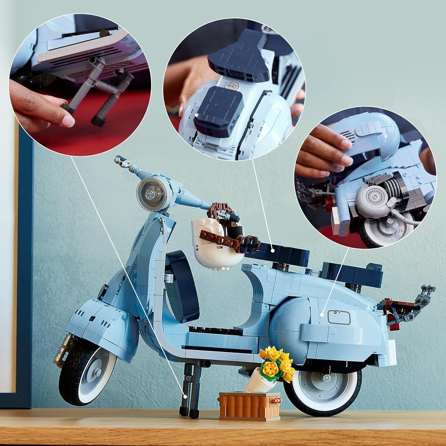 LEGO Icons Vespa 125, model motocykla do zbudowania, zabytkowy włoski skuter, model dla dorosłych, element wystawowy jako dekoracja pokoju, prezenty dla kobiet i mężczyzn 10298 Zestawy do budowania w sklepie LEGO