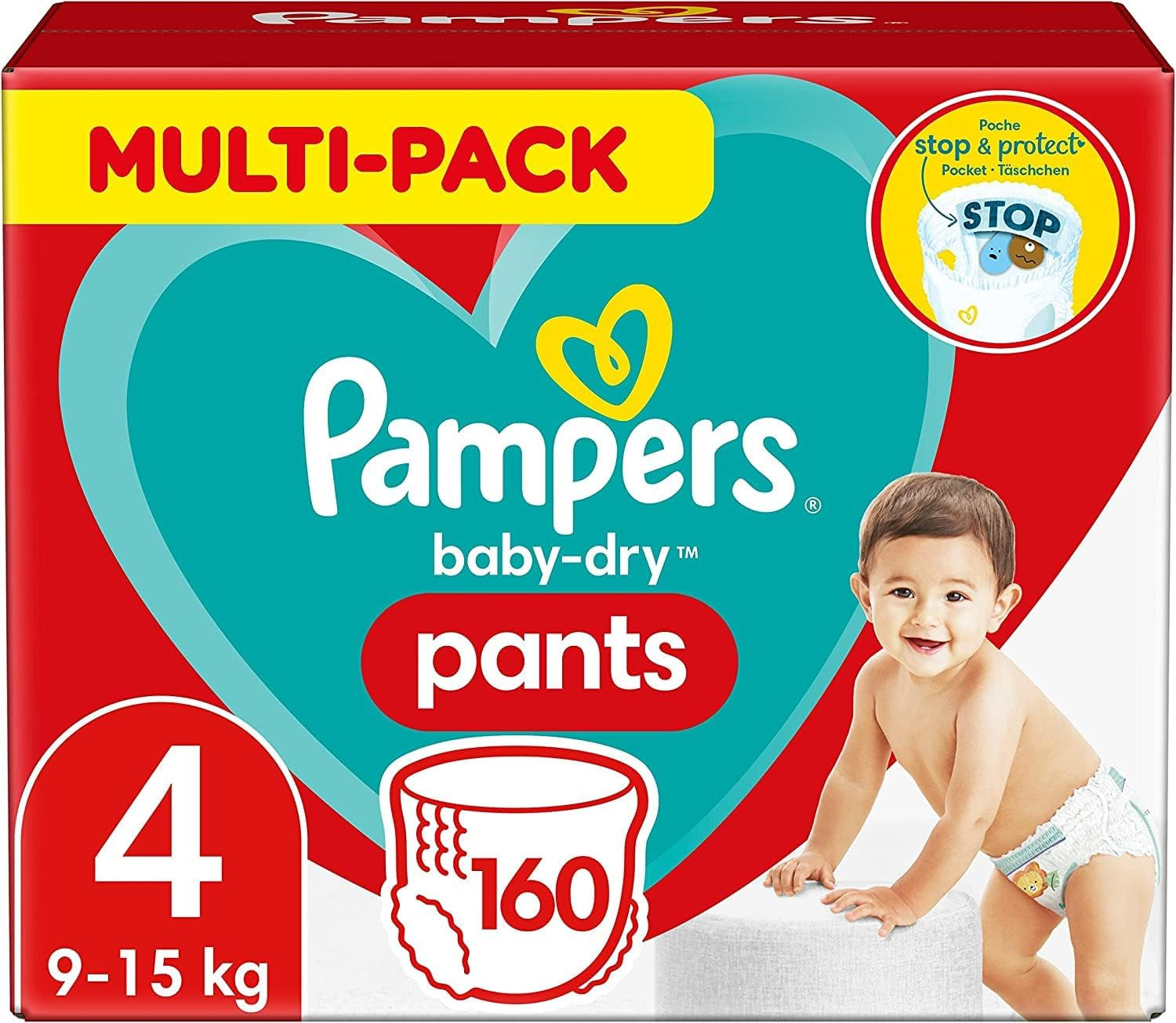 Spodnie Pampers Baby-Dry Größe 5, 160 Stück, 11kg-17kg, 360° auslaufsichere Nadają się na dzień i na noc