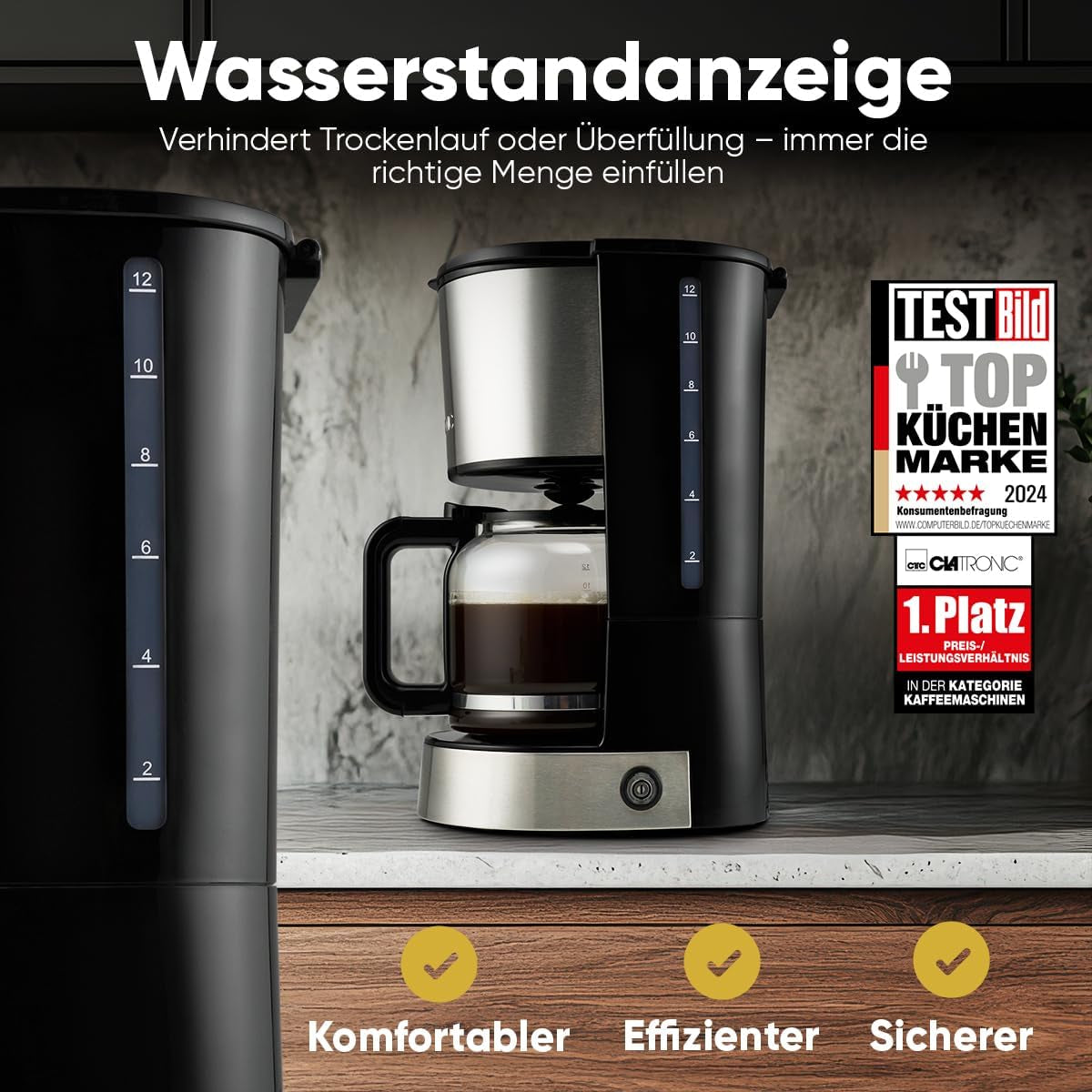 Ekspres do kawy z filtrem Clatronic® | na 12-14 filiżanek | Ekspres do kawy z filtrem | Koperta ze stali nierdzewnej | Ochrona przed kapaniem | Ekspres | Ekspres do kawy z filtrem | 800W | KA 3808