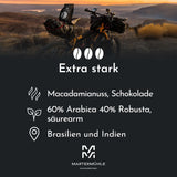 Ziarna espresso Martermühle Bike 500g Mocne | Arabika/Robusta | Smaki: Orzechy makadamia, mleczna czekolada | Jasno palone całe ziarna espresso, niska kwasowość
