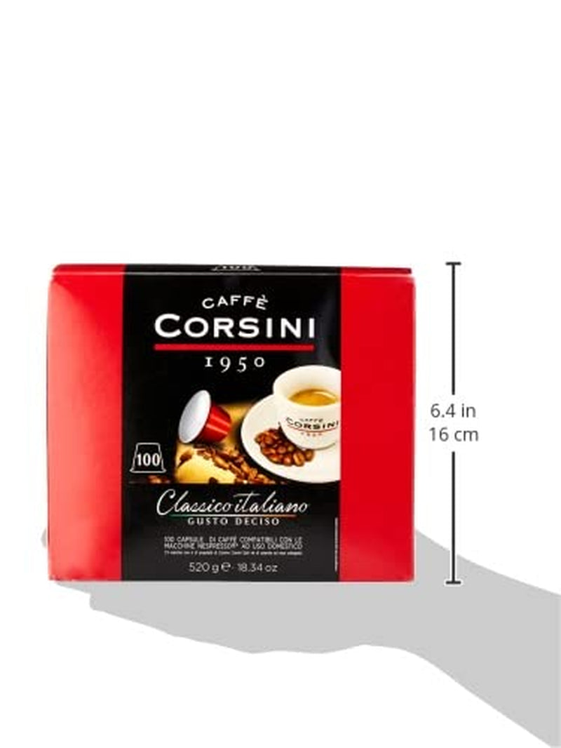 Caffè Corsini - Classico Italiano, Miscela Di Caffè In Nespresso Kompatybilne kapsułki, Gusto Forte E Deciso - Confezione Da 100 kapsułek