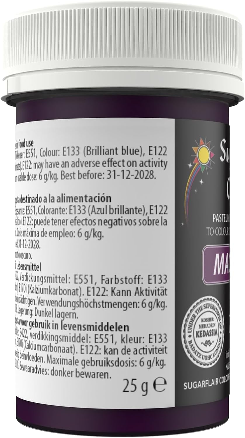 Sugarflair Pasta Barwnik spożywczy Pastel Magenta, Barwnik spożywczy do makaronów, kremówki i marcepanu, Spectral skoncentrowane kolory - 25g