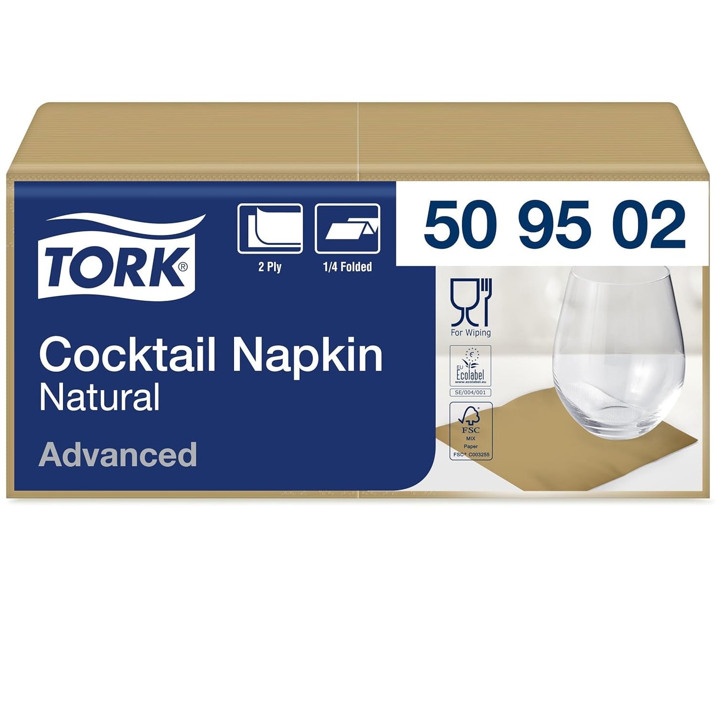 Tork naturalna serwetka koktajlowa z nadrukowanym symbolem ekologicznym, 200 serwetek, 509502