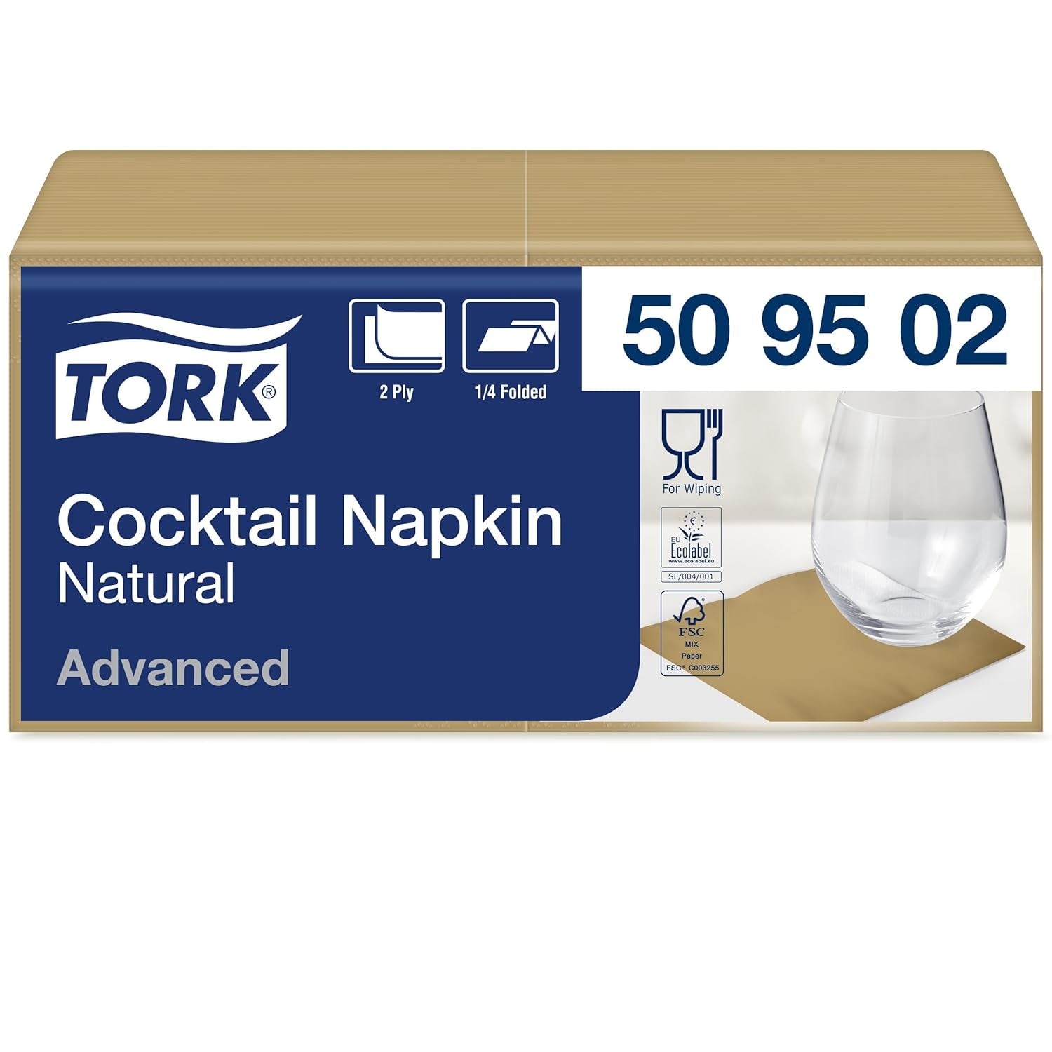 Tork naturalna serwetka koktajlowa z nadrukowanym symbolem ekologicznym, 200 serwetek, 509502