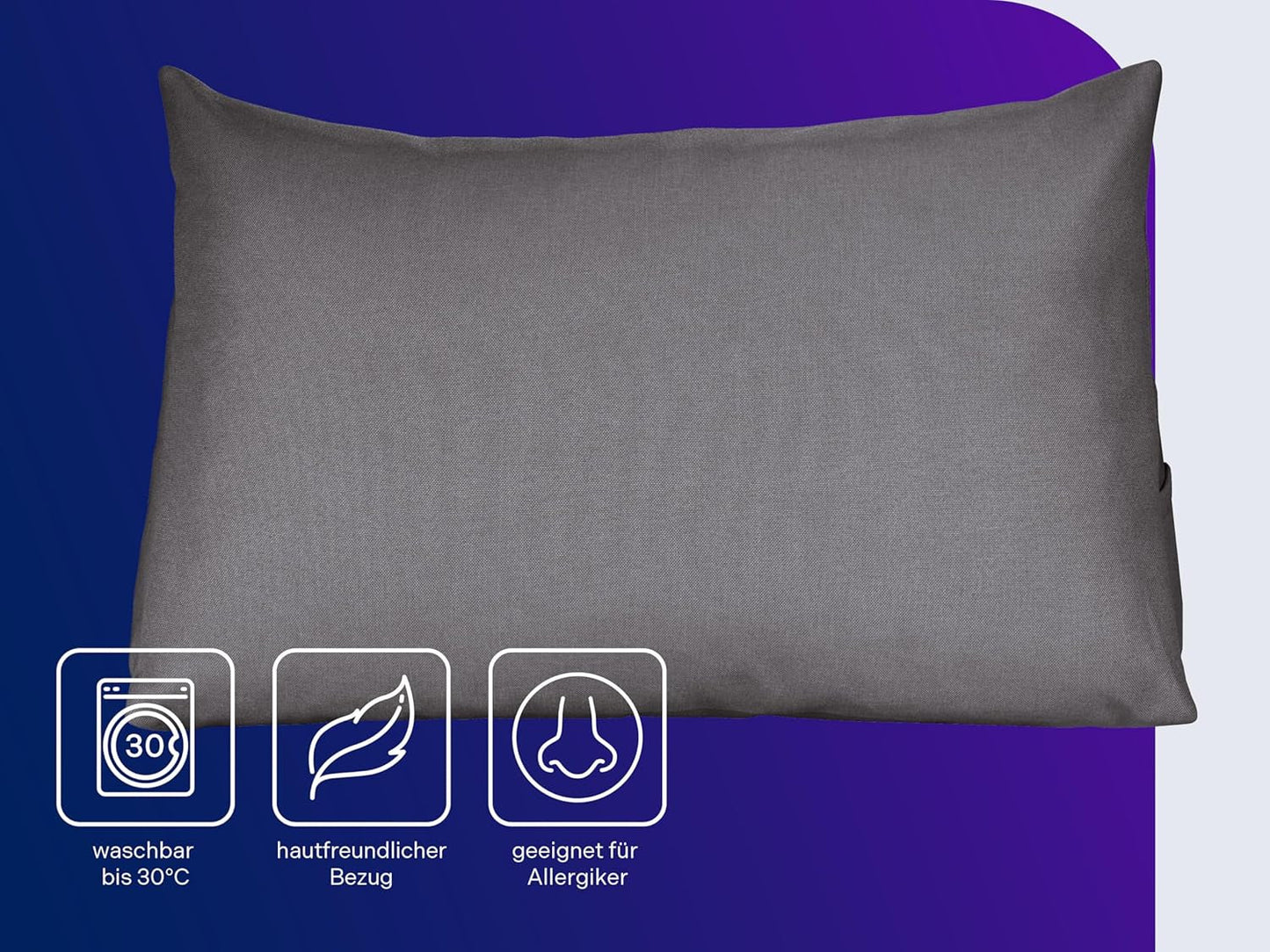 Poduszka do czytania Traumnacht Cosy Back Cushion, 70 x 40 cm ciemnoszara, zdejmowany i nadający się do prania pokrowiec wykonany w 100% z poliestru, praktyczna kieszeń boczna, certyfikat Oeko-Tex, wyprodukowana zgodnie z niemieckimi standardami jakości