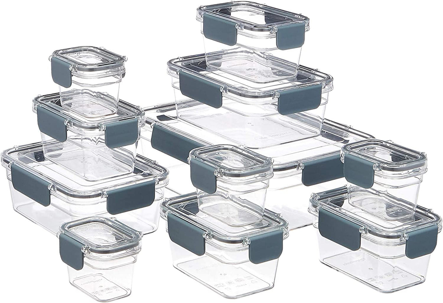 Amazon Basics Tritan puszka utrzymująca świeżość z zamknięciem, 11 szt. (11 pudełek + 11 pokrywek), przezroczyste Pudełka do przechowywania żywności Naty Shop 11 szt.