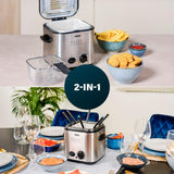 Mini frytkownica do fondue Princess 182611 - szybkie nagrzewanie - filtr zapachów - pojemność 1,2 litra, srebrny AGD Naty Shop