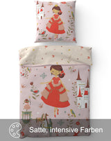 Skybrands Bettwäsche Prinzessin 135X200 [Mit Beutel] Einhorn Mädchen Bettwäsche Baumwolle 2 TLG. 1X Bettbezug 1X Kissenbezug Naty Sklep