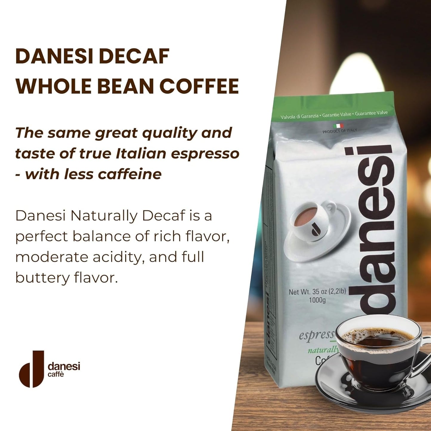 Danesi Decafeinato (bezkofeinowa), fasola, 1 opakowanie (1 x 1 kg)