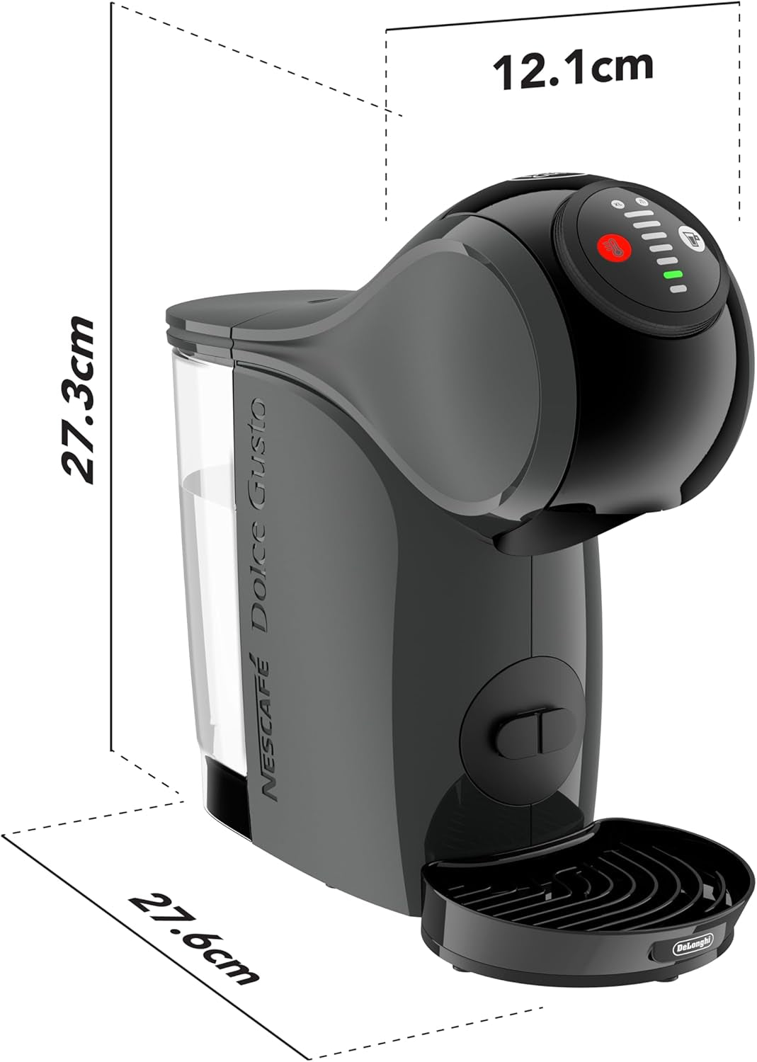 NESCAFÉ DOLCE GUSTO DeLonghi Dolce Gusto Genio S EDG226.A, Ekspres na kapsułki z 3 kapsułkami, kompaktowa konstrukcja, regulowana tacka ociekowa, 0,8 l, wyjmowany zbiornik na wodę, 1470 W, antracyt