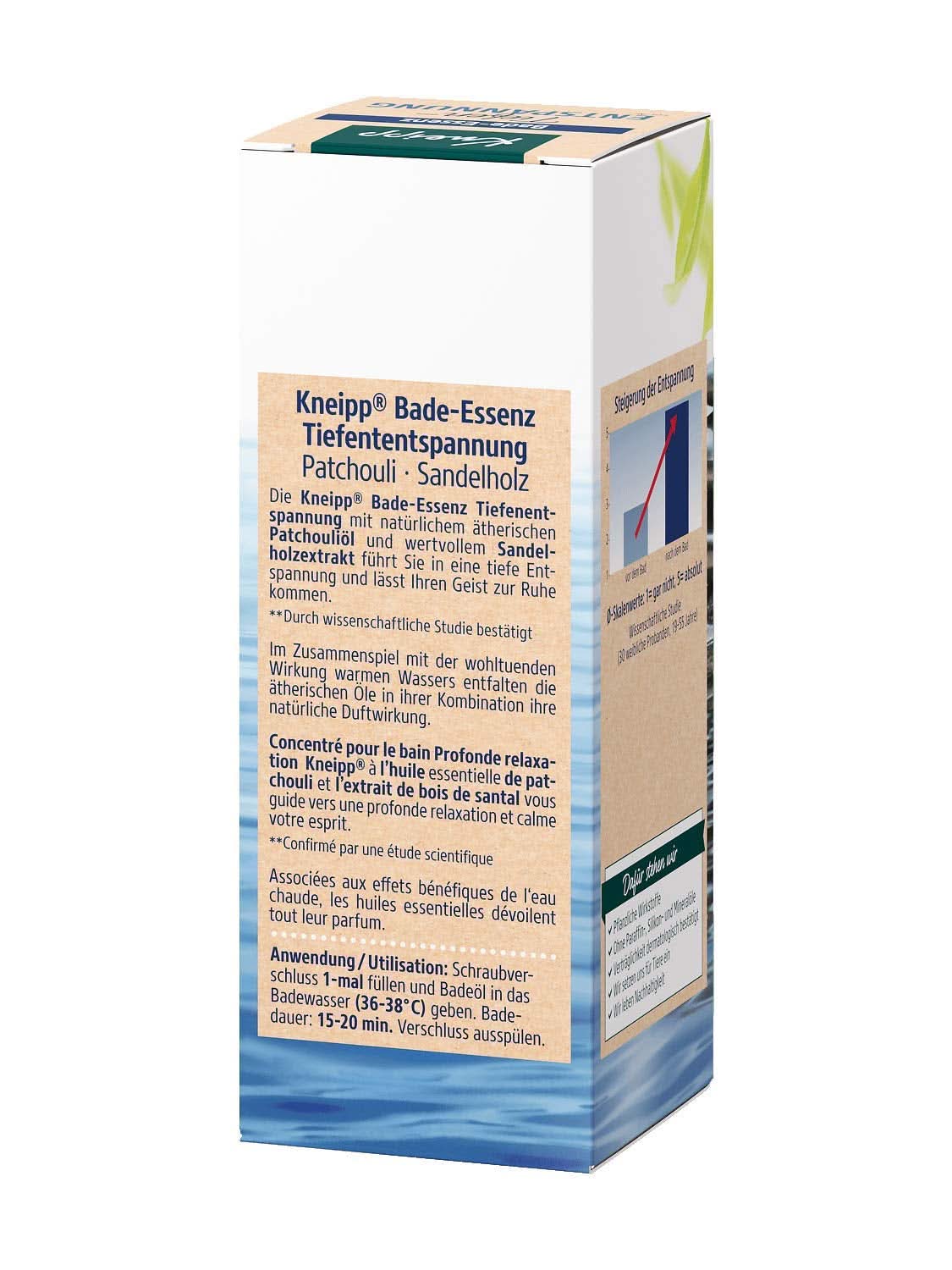 Kneipp, olejek do kąpieli z naturalnym olejkiem eterycznym z paczuli i ekstraktem z drzewa sandałowego do głębokiego relaksu i uspokojenia, 100ml Naty Shop