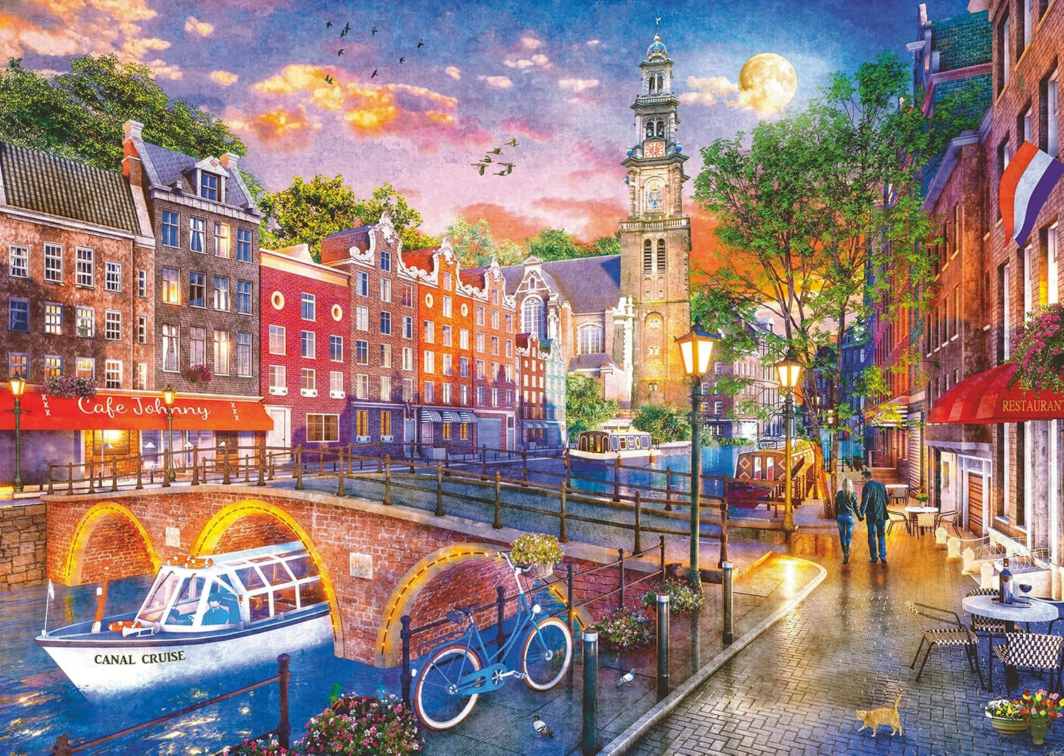 Ravensburger Puzzle 12000884 Sunset Amsterdam - 1000 elementów puzzle dla dorosłych w wieku 14+ Puzzle Naty Shop New Design