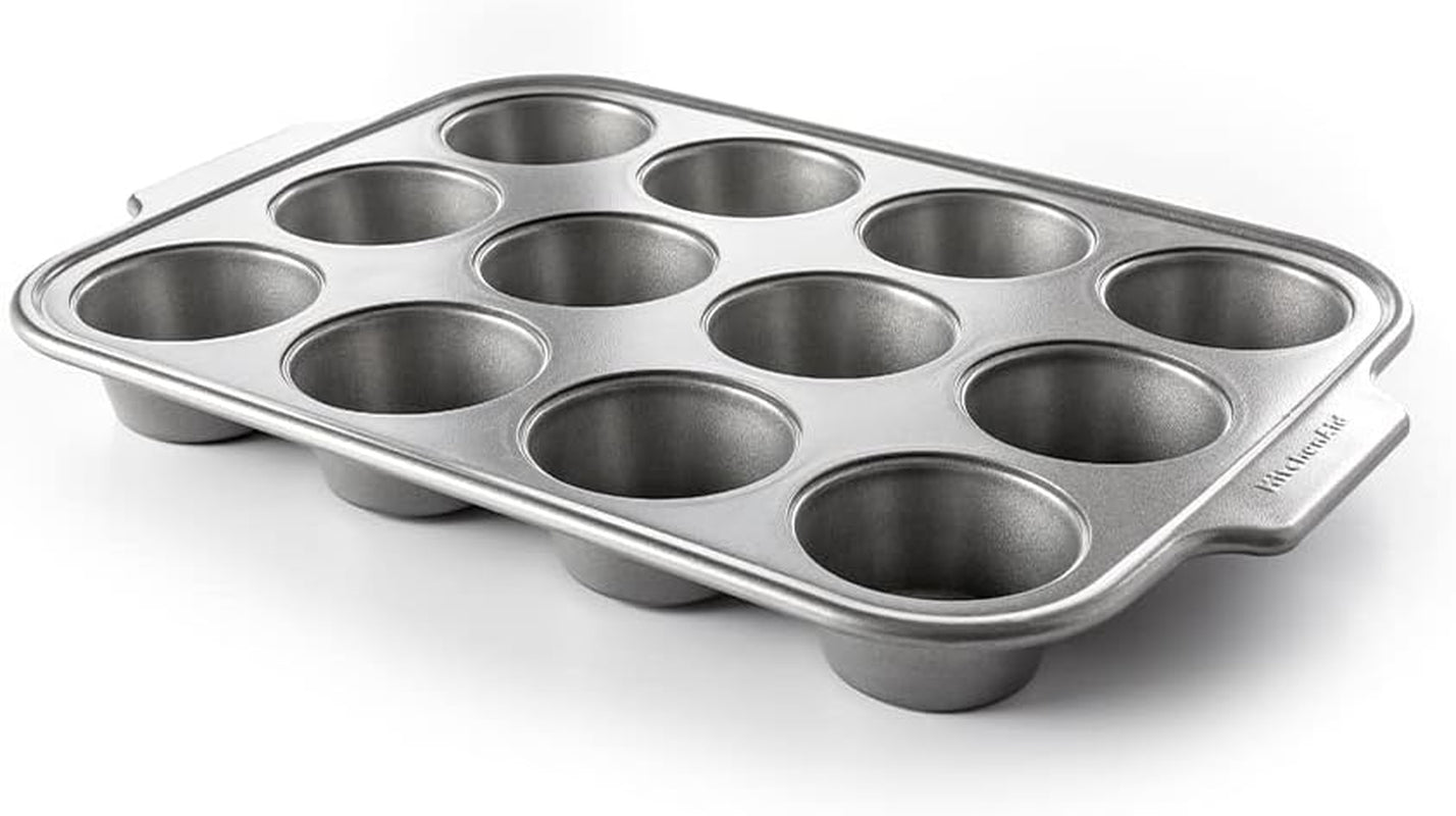 Kitchenaid Naczynia do pieczenia ze stali aluminiowanej Blacha na muffinki z powłoką nieprzywierającą Można myć w zmywarce Szary Naty Shop Formy i tace do pieczenia