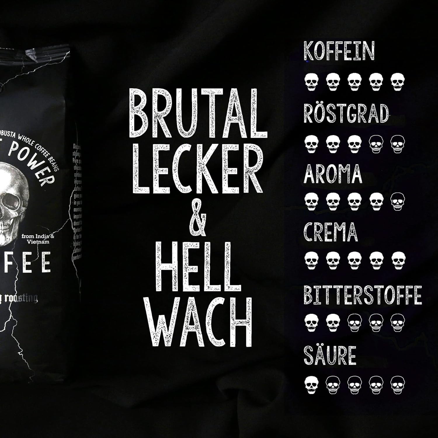 | Kaffeebohnen wyjątkowo mocny | Espresso 100% Robusta | viel Kaffein wenig Säure | 1000g ganze Kaffee Bohnen | geigeint für W pełni automatyczny | z gwarancją Zufriedenheits