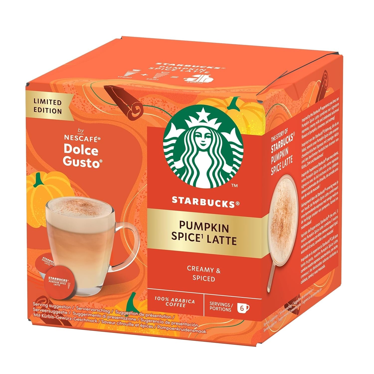 STARBUCKS Pumpkin Spice Latte marki Nescafé Dolce Gusto, Dunkle Röstung, Kaffeekapseln 6 x 12 (72 Kapseln)