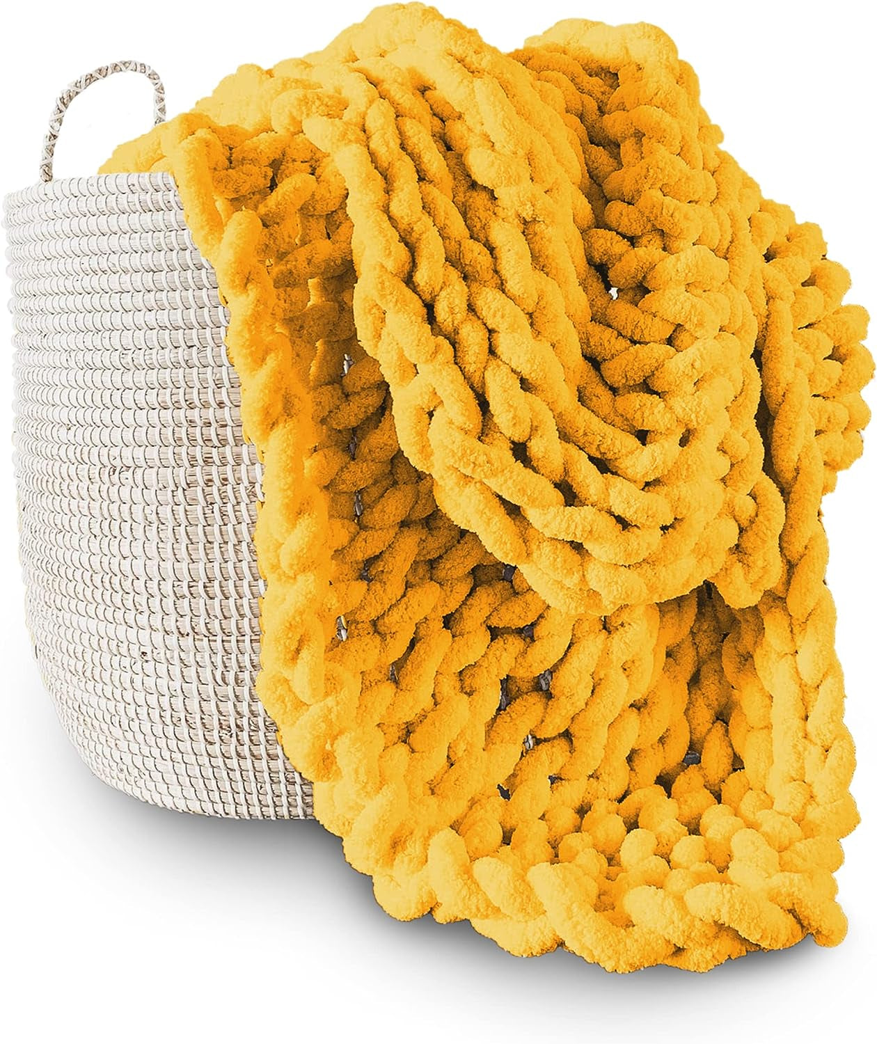 Gruby koc robiony na drutach, narzuta, w 100% ręcznie robiony na drutach z przędzy szenilowej jumbo (127 X 152,4 cm, liliowo-szary) Adyrescia Łóżka i koce Żółte 30 „X40”