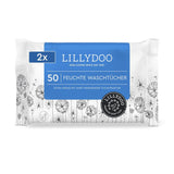 LILLYDOO Chusteczki nawilżane, 50 szt., 100% bez plastiku, bardzo duże, bezzapachowe
