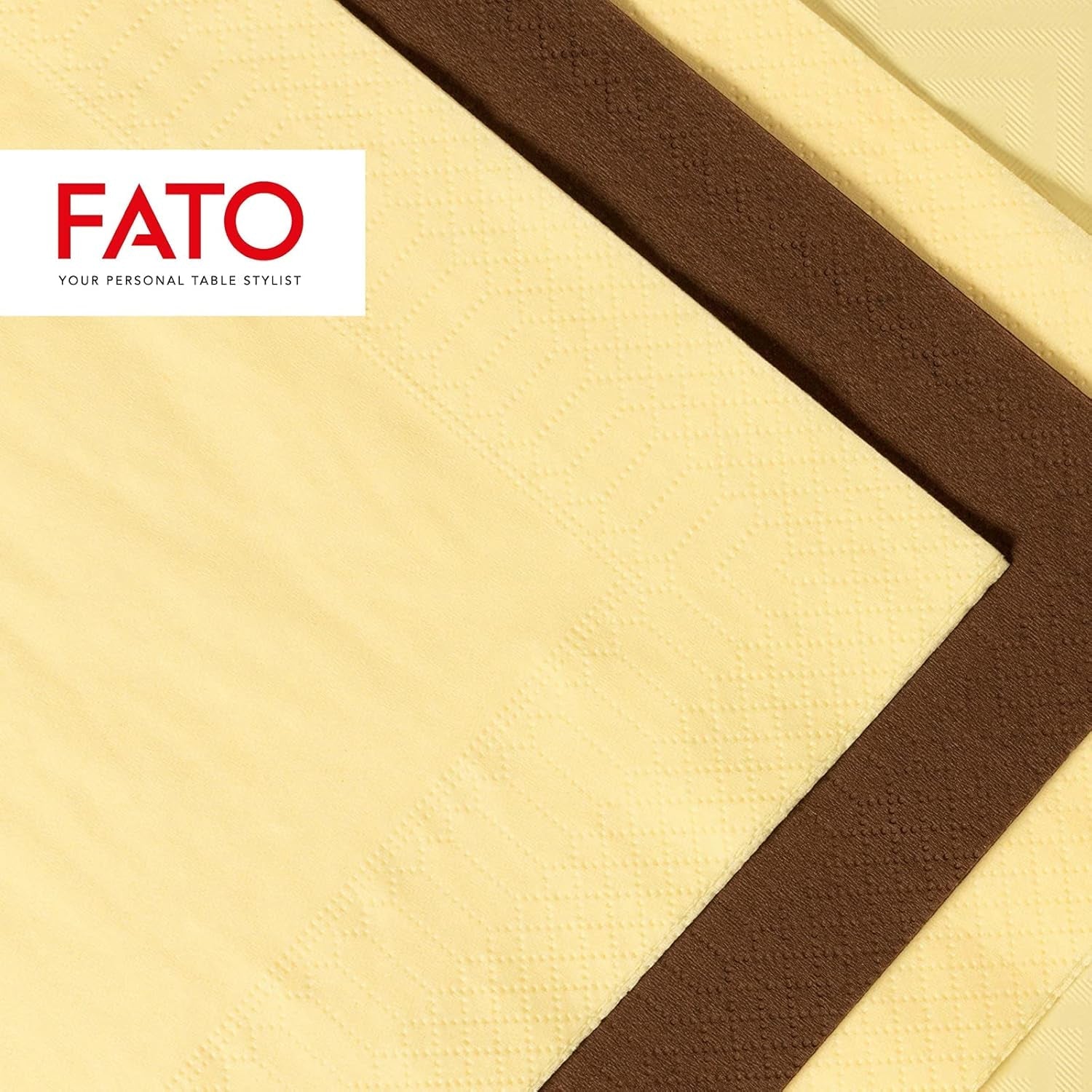 Fato - Jednorazowe serwetki papierowe, idealne na nieformalne lunche i bufety, opakowanie 50 serwetek, rozmiar 33X33, 4-krotnie, 2-warstwowe, kolor szampański, 100% czysty papier celulozowy, FSC