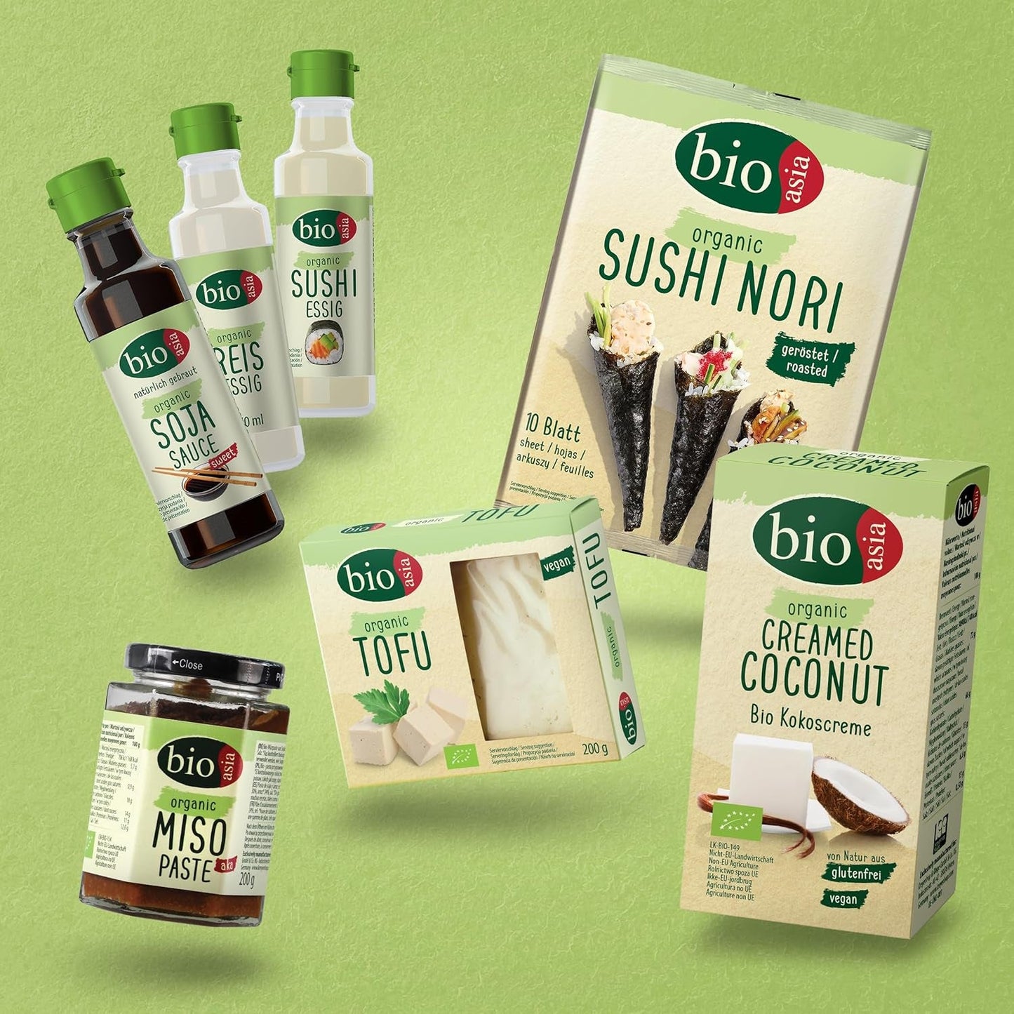 BIOASIA Organic Mie Noodles, makaron pszenny bez jajka, przygotowany szybko i łatwo, wegetariański (8 x 250 g)