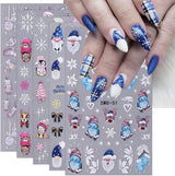 JMEOWIO Nagelsticker Weihnachten 6 Blatt Nail Art Naklejka Selbstklebend Nagelaufkleber Schneeflocke Winter Urlaub Süß Dekoration Nageldesign Zubehör