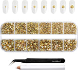 Beadsland 2500 szt. Glas Nailart Strasssteine ​​​​Kristall Flatback Edelsteine ​​​​Runde, ​​Für Handwerk Gemischt 8 Größen SS4 ~ SS30 Mit Picking Pinzette Und Stift (Kristall Weiss)