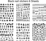 12 Blatt Nagelsticker Geometrysch Nagelaufkleber Selbstklebend Schwarz-Weißes Mysteriöses Dreieck Nail Art Naklejka Dekoracja Nageldesign Zubehör