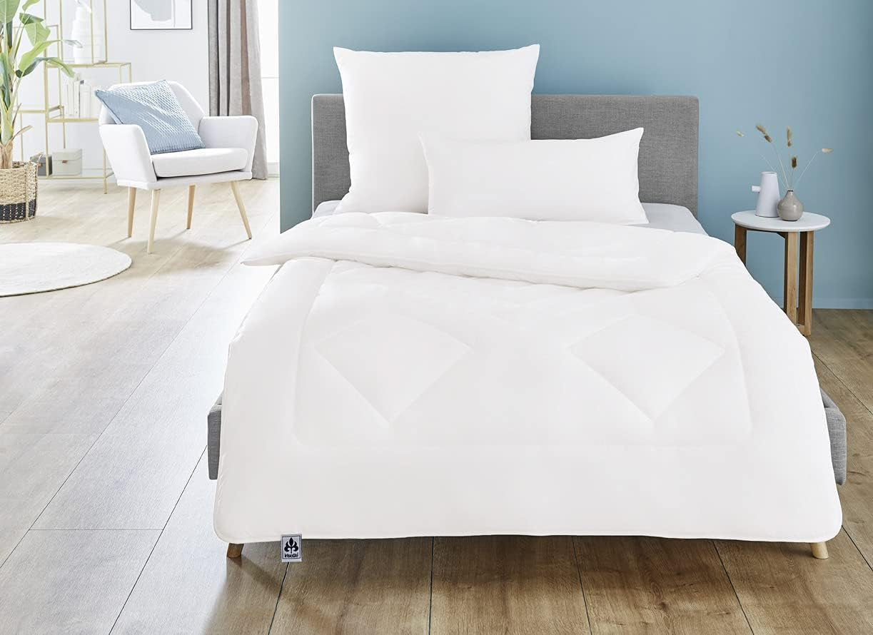 Kołdra całoroczna Irisette Merino - Made in Germany - Nowa kołdra przejściowa z czystej wełny, 135 x 200 cm, biała, kołdry i kołdry z certyfikatem Oeko-Tex Naty Shop