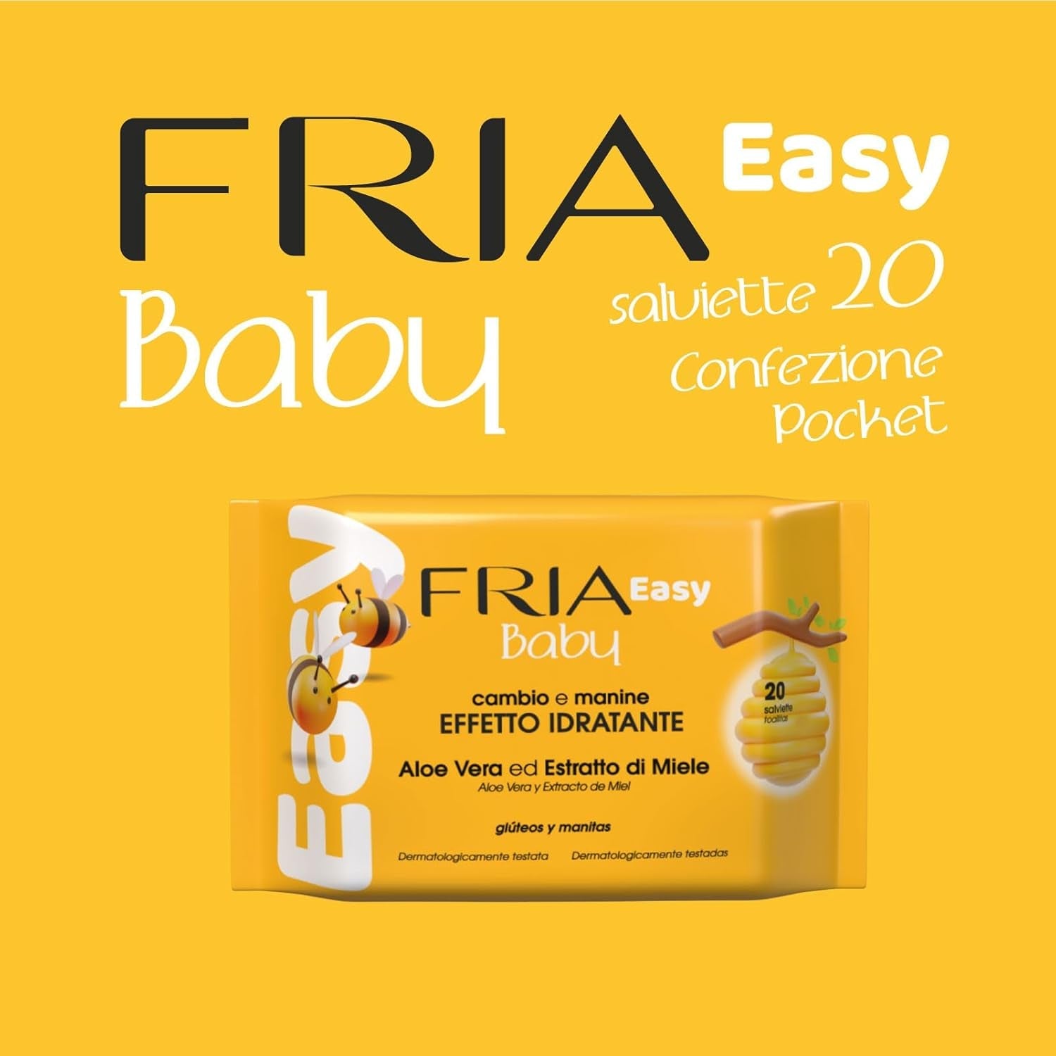 Chusteczki nawilżane Easy Baby z ekstraktem z aloesu i miodu nawilżające skórę, testowane dermatologicznie, opakowanie 20 szt. chusteczek