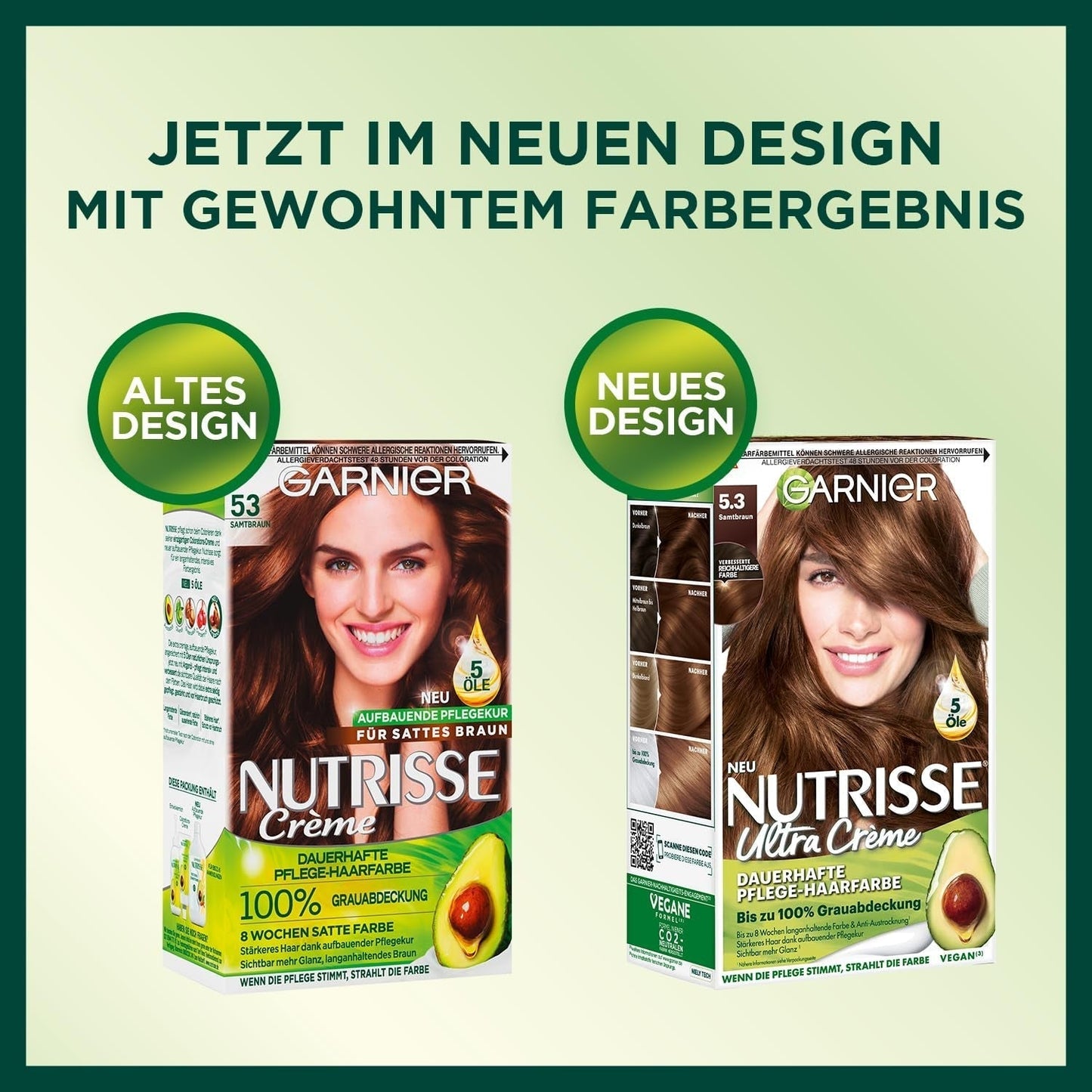 Garnier Nutrisse Farba do włosów trwała pielęgnacja z odżywczymi olejkami owocowymi 8-tygodniowe utrwalenie koloru Ultra Crème Tint 053 Aksamitny brąz (zestaw 3 szt.) Naty Shop Koloryzacja włosów