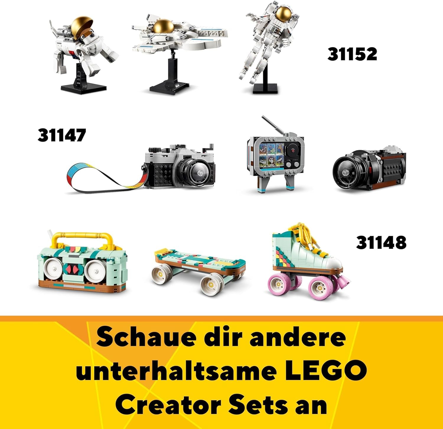 LEGO Creator Zestaw zraszaczy do kwiatów 3 w 1, dekoracja pokoju dziecięcego, zbudowanie zraszacza z bukietem kwiatów, kalosze lub 2 zabawkowe ptaki, kreatywny prezent dla dziewcząt i chłopców w wieku 8 lat 31149 Zestawy do budowania Besuche den LEGO-Store