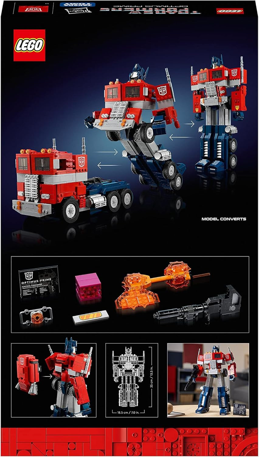 Zestaw LEGO 10302 Icons Optimus Prime, figurka robota 2 w 1 i model ciężarówki, zabawkowy model transformatora dla dorosłych, prezent urodzinowy lub świąteczny dla mężczyzn, kobiet, dla niej i dla niego Zestawy do budowania Besuche den LEGO-Store