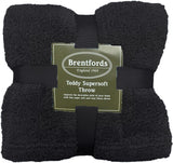Brentford's Teddy Koc polarowy Duży koc na łóżko Pluszowy Super miękki, ciepły Sofa Narzuta na łóżko Czarny - 150 x 200 cm Łóżka i koce Besuche den Brentfords-Store