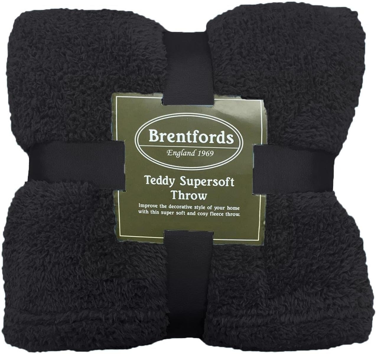 Brentford's Teddy Koc polarowy Duży koc na łóżko Pluszowy Super miękki, ciepły Sofa Narzuta na łóżko Czarny - 150 x 200 cm Łóżka i koce Besuche den Brentfords-Store