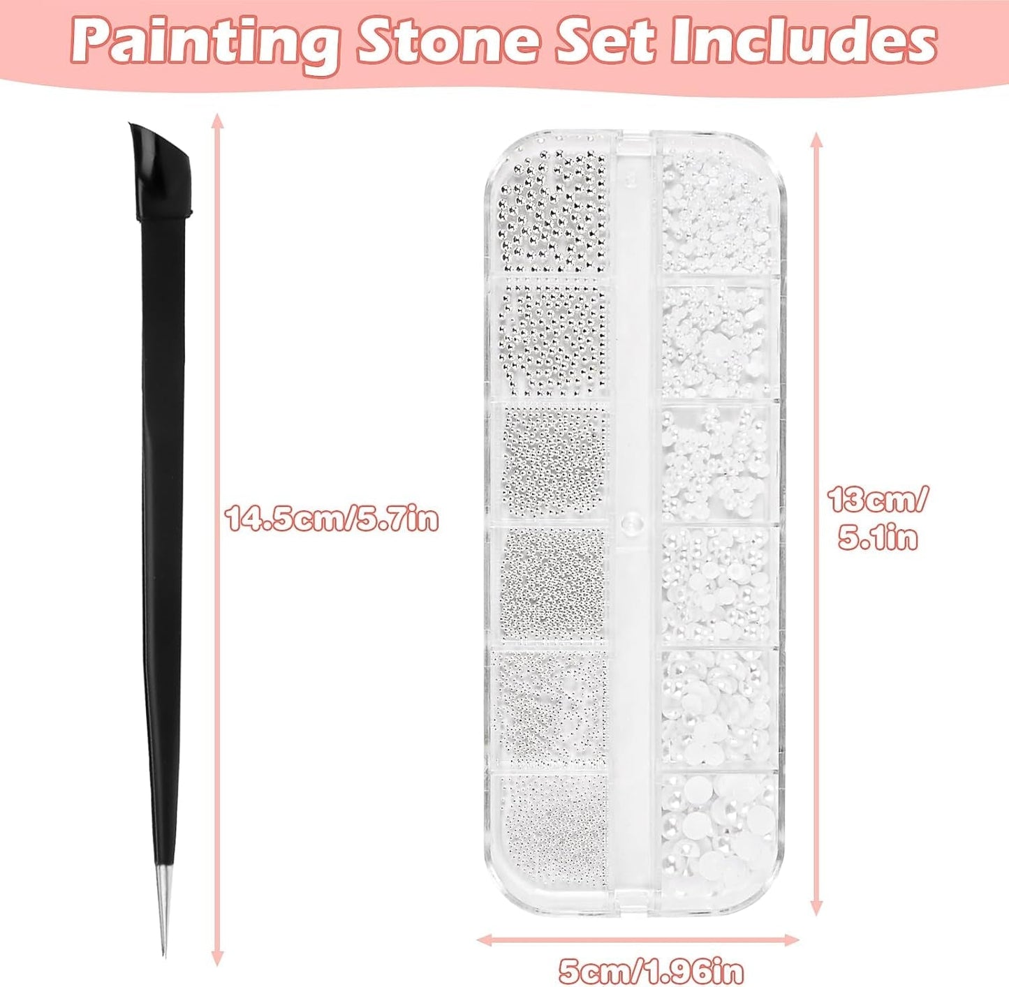 2 Boxen Nail Art Strasssteine, Mit Pincety Nägel Flatback Perlen Nail Charms Mit Kristallen Nagelzubehör Diamanten Edelstahl-Perlen Für Nagelschmuck