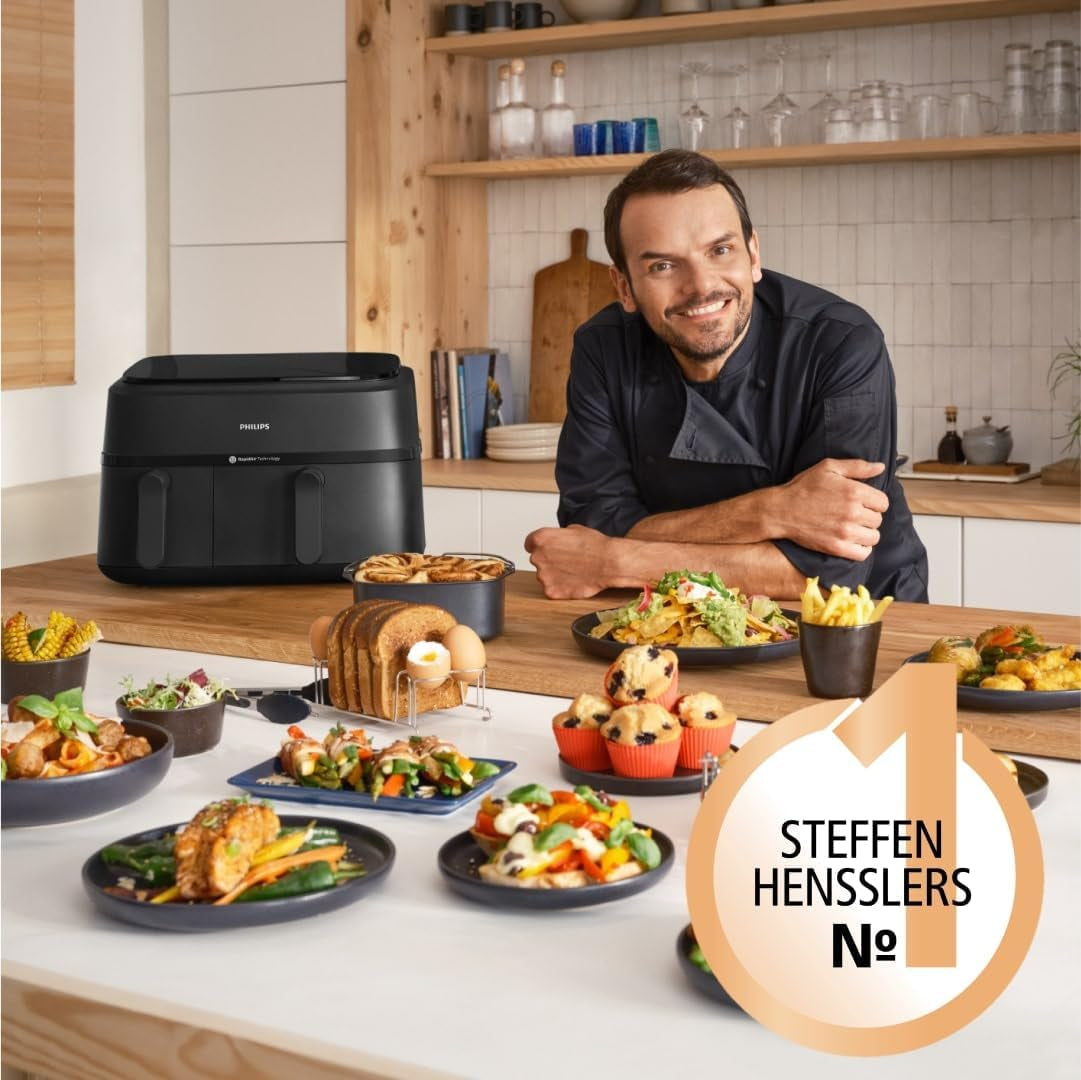 Philips Dual Basket Airfryer, seria 3000 z zestawem śniadaniowym, 9 litrów, 2 szuflady Sprzęt AGD Naty Shop