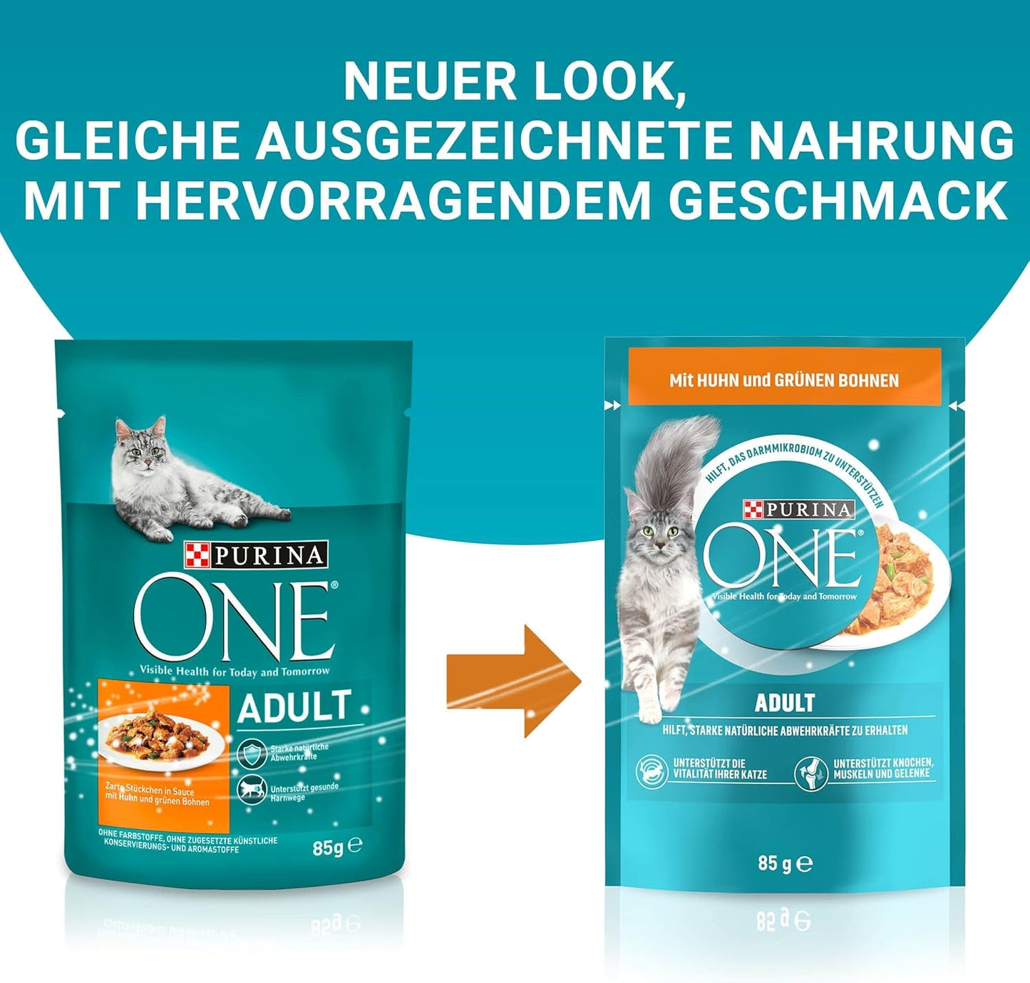 PURINA ONE Mokra karma dla dorosłych kotów, delikatne kawałki w sosie z kurczakiem, opakowanie 26 szt. (26 x 85 g)