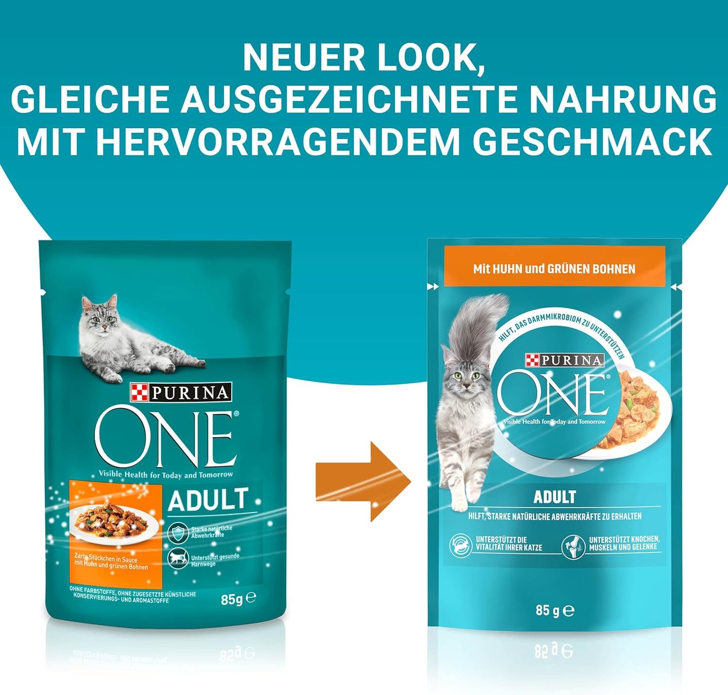 PURINA ONE Mokra karma dla dorosłych kotów, delikatne kawałki w sosie z kurczakiem, opakowanie 26 szt. (26 x 85 g)