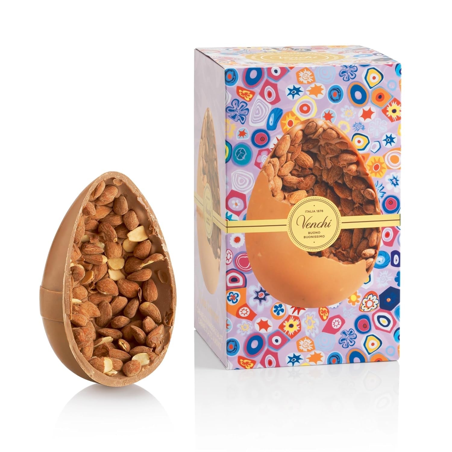 Venchi - Czekoladowe jajko o smaku pistacjowym, z całą pistacją, z niespodzianką, bezglutenowe, 500g, kolekcja wielkanocna, pomysł na prezent