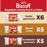 Lotos Biscoff | Pakiet odmian podwójnych ciastek | 3 odmiany: krem ​​biszkoptowy, aromat waniliowy i czekoladowy | 5 podwójnych ciastek w opakowaniu | Składniki pochodzenia naturalnego | Bez barwników | 16x50g | 800g