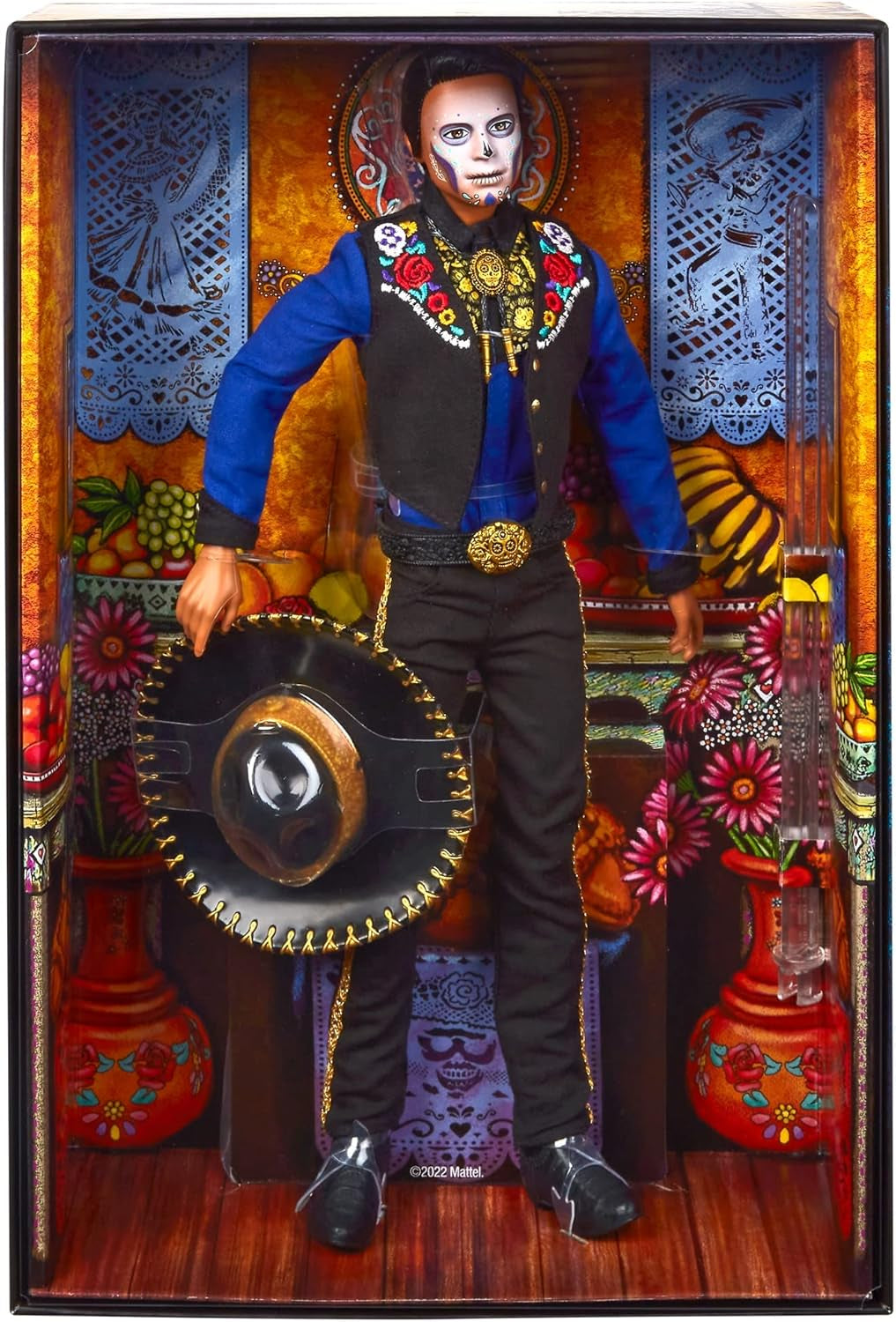 Ken Barbie 2022 lalka Día De Muertos z koszulą, kamizelką i sombrero, farba do twarzy Calavera, prezent dla kolekcjonerów