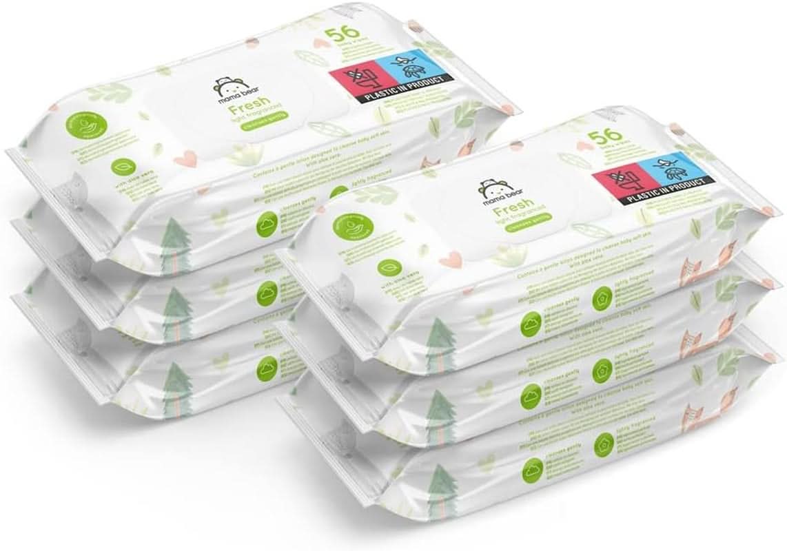 Mama Bear Naty Shop Aloe Vera Fresh Baby Chusteczki 56 sztuk (6 sztuk)