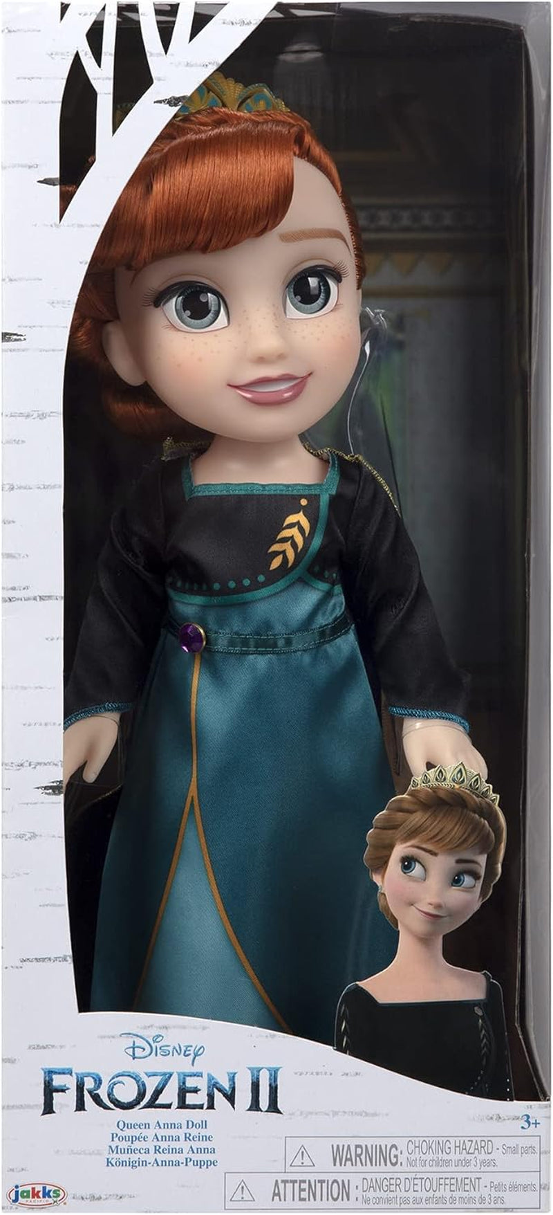Disney Frozen 2 Anna Doll – ruchoma lalka o wysokości 35 cm w kultowej modnej sukience z herbem Arendelle i tiarą dla dodatkowej zabawy, dla dziewczynek w wieku 3 lat i starszych