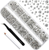 Beadsland 2500 szt. Glas Nailart Strasssteine ​​​​Kristall Flatback Edelsteine ​​​​Runde, ​​Für Handwerk Gemischt 8 Größen SS4 ~ SS30 Mit Picking Pinzette Und Stift (Kristall Weiss)
